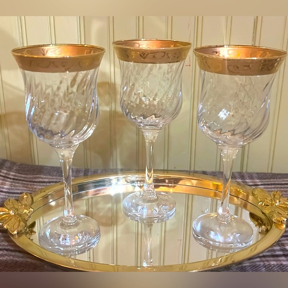 Other - Set of Vintage Goblets 24kt Gold Rims 3